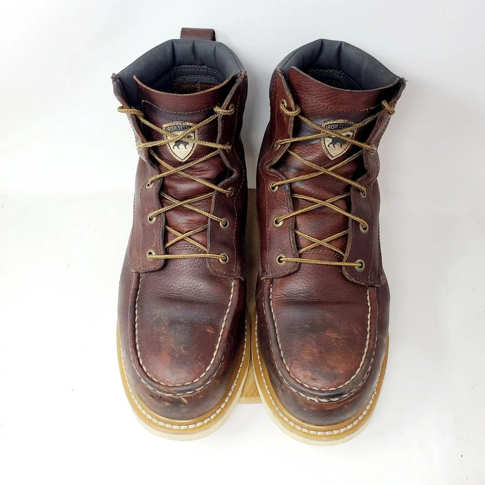 Red Wing Irish Setter Boots Mens 13 E2 WIDE Ashby Leather Safety Moc Toe Work